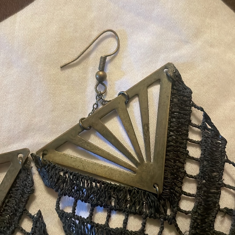 Delicate Unique Chevron Design Silk Earrings - image 4